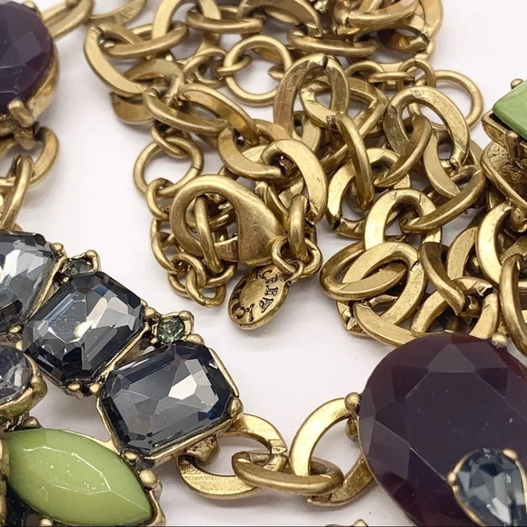 J. Crew Green Brown Taupe Jeweled Necklace - Picture 3 of 3